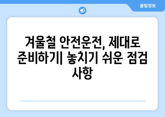 차량 관리의 계절적 변화 | 겨울철 주행을 위한 필수 유지보수 작업