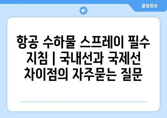 항공 수하물 스프레이 필수 지침 | 국내선과 국제선 차이점