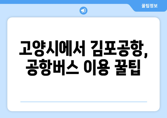 김포공항으로 가는 편리한 교통편 | 고양시 출발 공항버스 안내