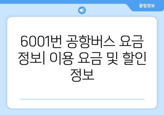 6001번 공항버스 | 운행 시간, 정류장, 요금 정보