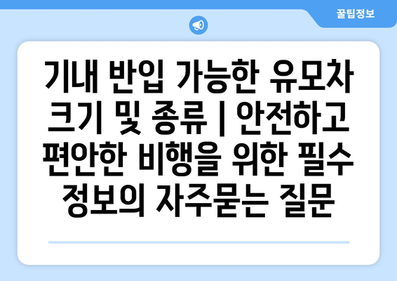 기내 반입 가능한 유모차 크기 및 종류 | 안전하고 편안한 비행을 위한 필수 정보