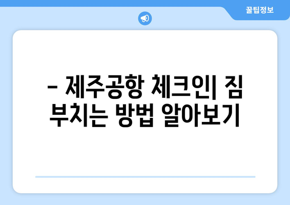 제주공항 체크인 꿀팁 | 셀프 체크인, 모바일 체크인, 주의사항