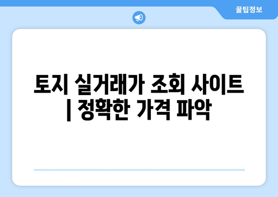 토지 실거래가 조회 사이트 | 정확한 가격 파악