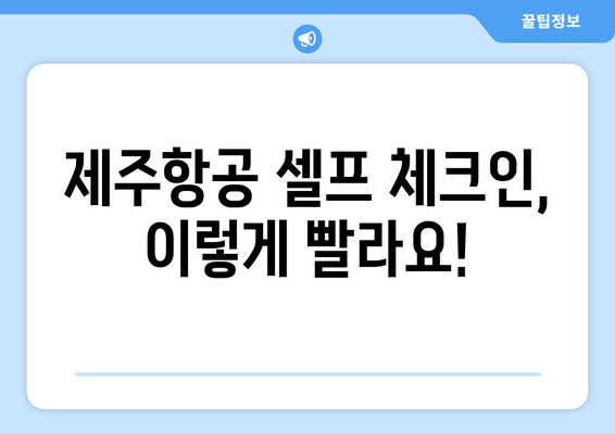 제주항공 셀프체크인으로 공항 시간 절약하기