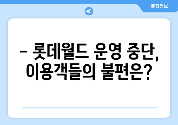 롯데월드 4월 5일 운영 중단 사유 공개