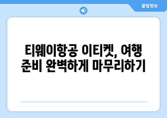 티웨이항공 이티켓 항공권 발권 방법 | 간단하게 발권하고 여행 시작