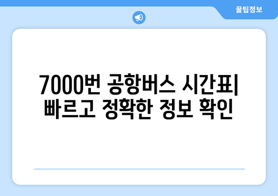 공항버스 7000번 | 시간표, 요금, 노선 안내