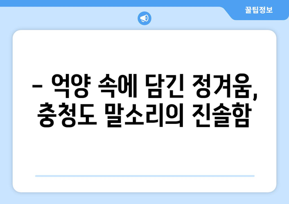 충청도 말소리의 숨겨진 매력