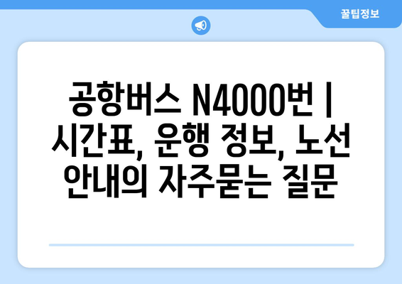 공항버스 N4000번 | 시간표, 운행 정보, 노선 안내