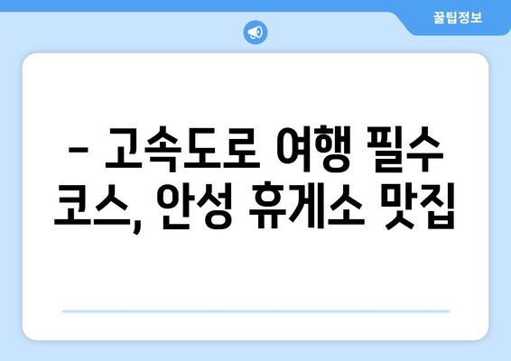 안성 휴게소 추천 맛집 5곳 | 부산방향 고속도로 여행에 완벽한 선택