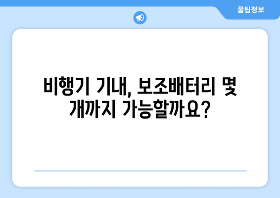 비행기 기내 보조배터리 반입 허용 개수와 용량 | 항공사별 규정 모음