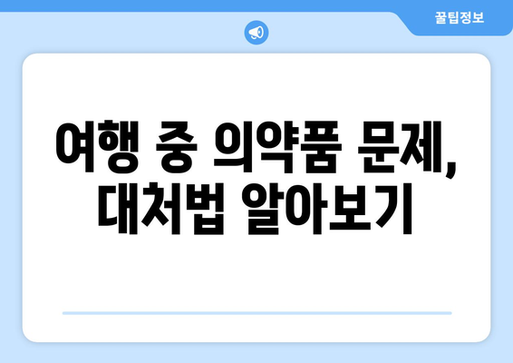 기내 반입 가능 의약품과 수하물 규정 | 안전한 여행을 위한 지침