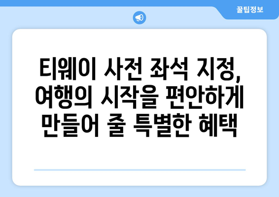 티웨이 사전 좌석 지정으로 편안한 여행을 보장하세요