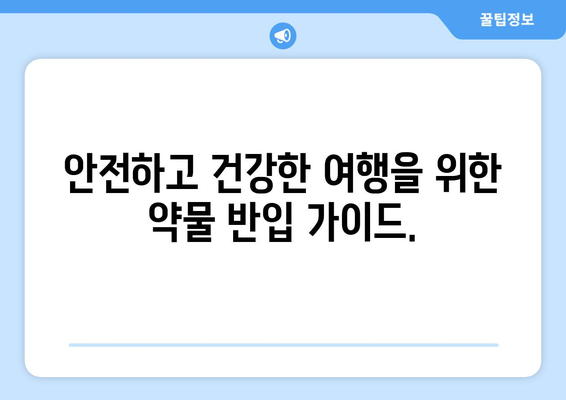 비행기 약물 반입 규정 | 안전하고 건강한 여행을 위해