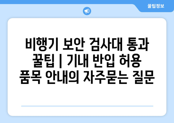 비행기 보안 검사대 통과 꿀팁 | 기내 반입 허용 품목 안내