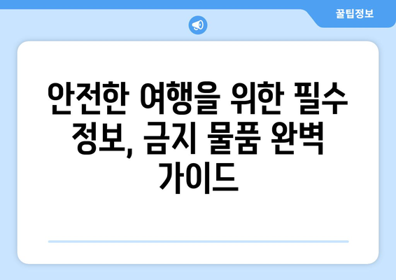 비행기 반입 금지 물품 완벽 확인법