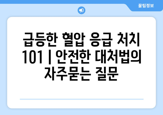 급등한 혈압 응급 처치 101 | 안전한 대처법