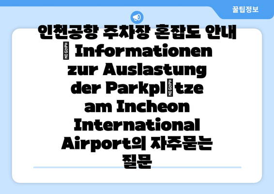 인천공항 주차장 혼잡도 안내 | Informationen zur Auslastung der Parkplätze am Incheon International Airport