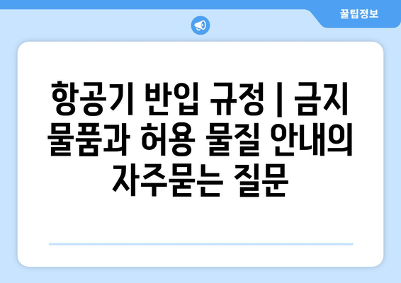 항공기 반입 규정 | 금지 물품과 허용 물질 안내