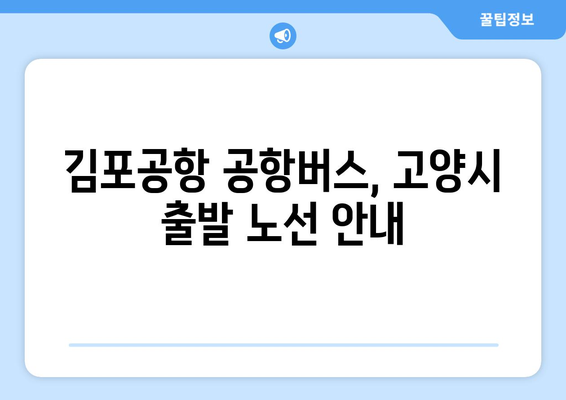 김포공항으로 가는 편리한 교통편 | 고양시 출발 공항버스 안내