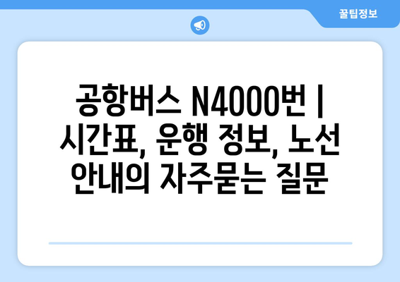 공항버스 N4000번 | 시간표, 운행 정보, 노선 안내