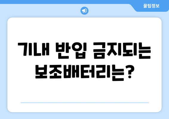 기내 국제선 보조배터리 반입 규정 | 안전 지침