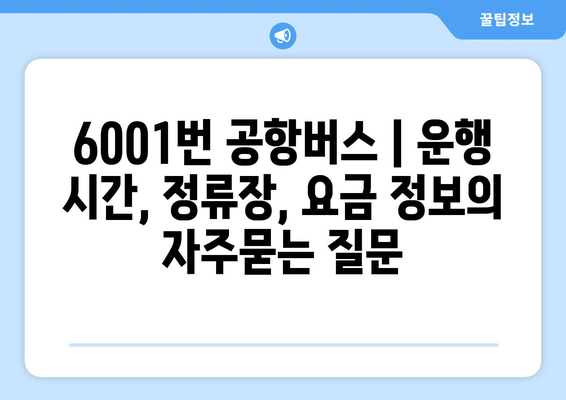 6001번 공항버스 | 운행 시간, 정류장, 요금 정보