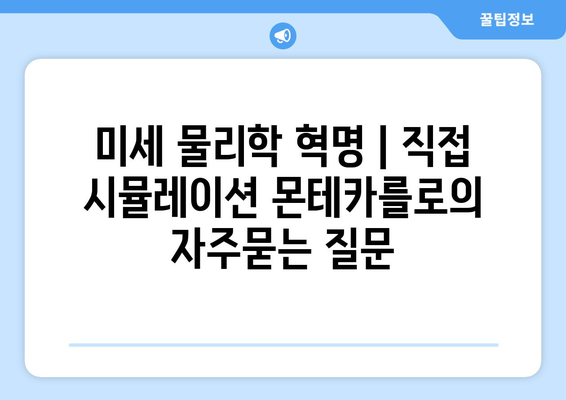 미세 물리학 혁명 | 직접 시뮬레이션 몬테카를로