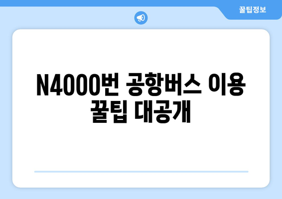 공항버스 N4000번 | 시간표, 운행 정보, 노선 안내