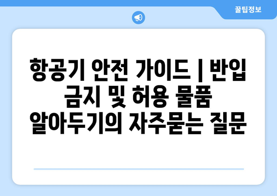 항공기 안전 가이드 | 반입 금지 및 허용 물품 알아두기