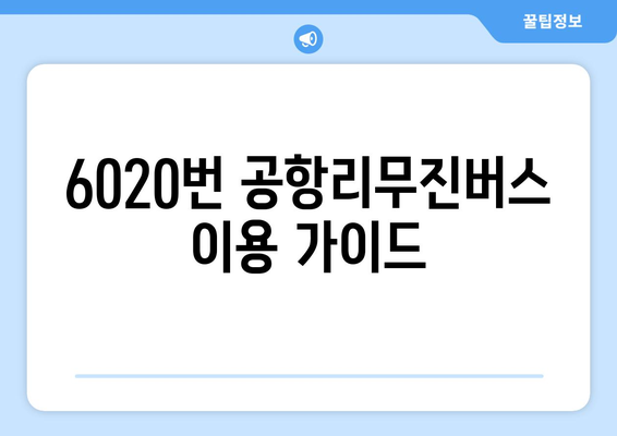 6020번 공항리무진버스 | 노선도, 시간표, 요금, 승하차장, 소요시간