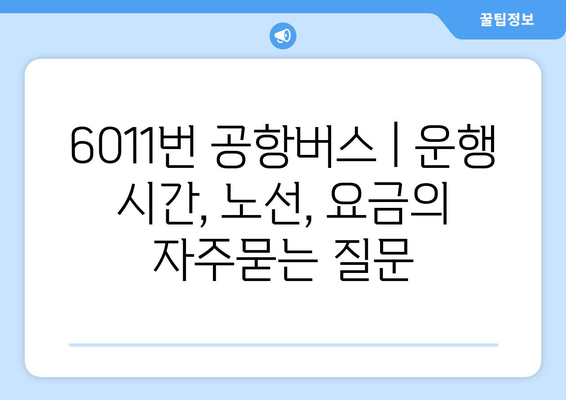 6011번 공항버스 | 운행 시간, 노선, 요금