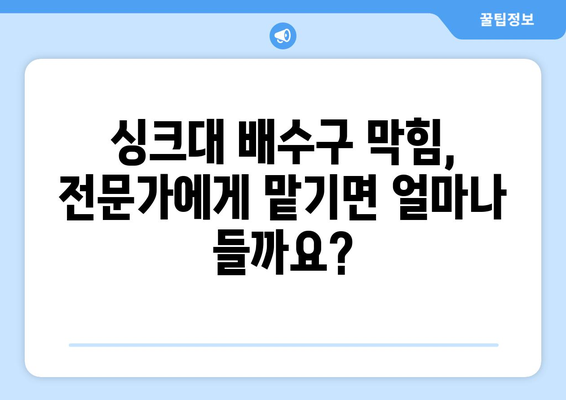 싱크대 배수구 막힘 해결 | 2024년 최신 방법과 비용