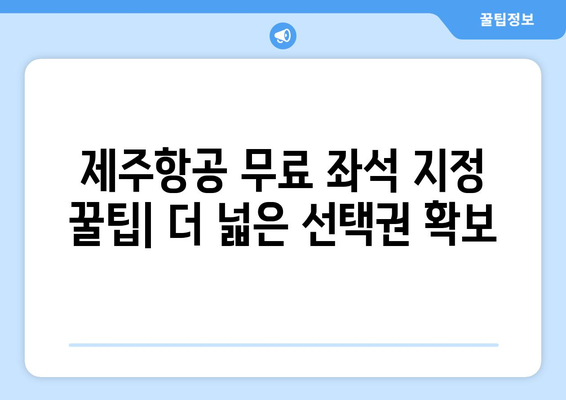 제주항공 무료 좌석 지정 꿀팁 | 더 넓은 선택권 확보