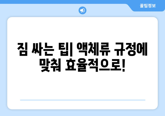 기내 수하물 액체류 규정 | 안전하고 스마트하게 운반하세요