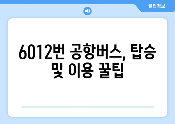 6012번 공항버스 | 운행 시간, 노선, 요금 안내