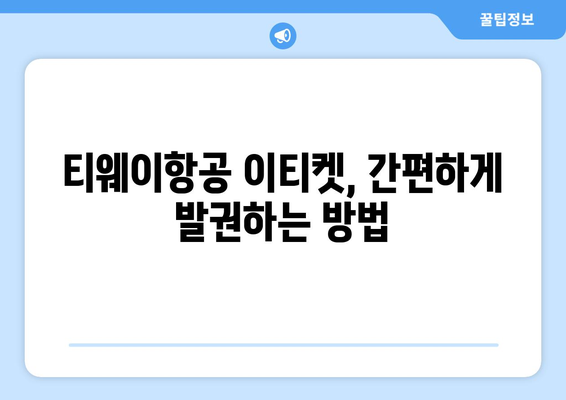 티웨이항공 이티켓 항공권 발권 방법 | 간단하게 발권하고 여행 시작