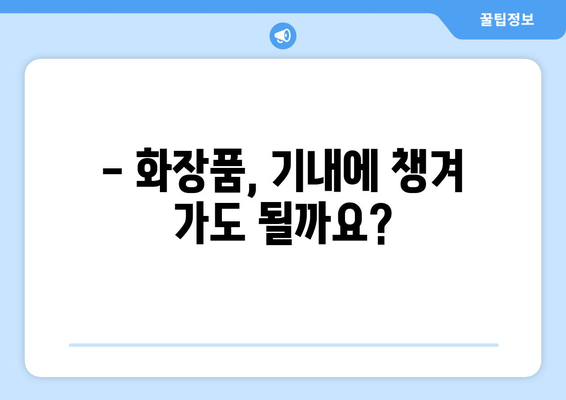 화장품 기내 반입 가이드 | 국내선, 국제선 규정 및 팁