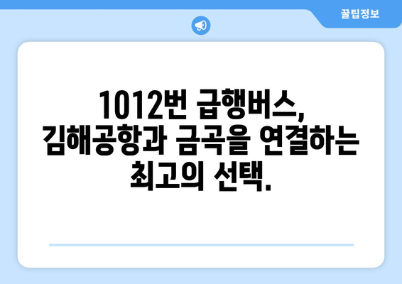 1012번 시내급행버스 | 금곡-김해국제공항으로의 빠른 연결