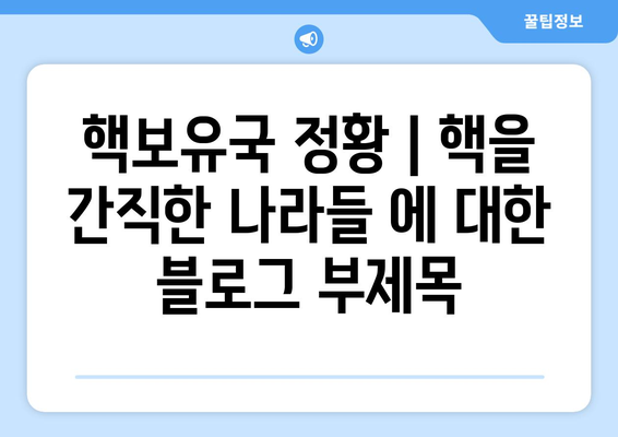 핵보유국 정황 | 핵을 간직한 나라들