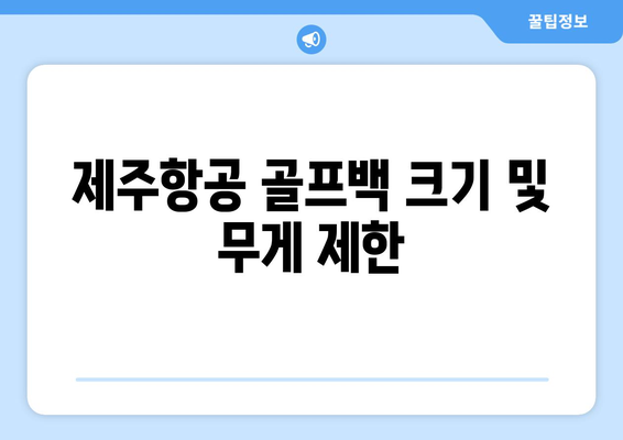 제주항공 골프백 수화물 규정 | 꼭 숙지하세요!