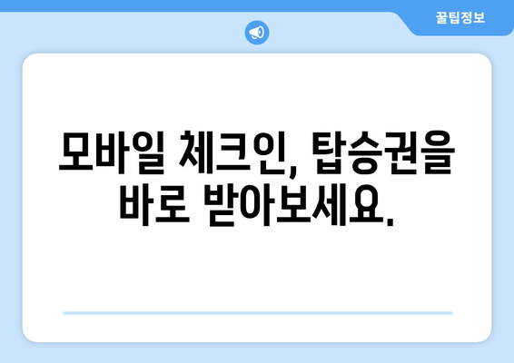 티웨이 국내선 모바일 체크인 방법 | 시간 절약과 편의를 위한 팁