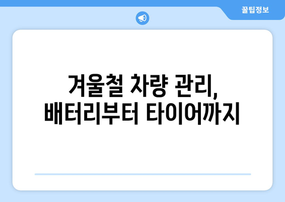 추위에 대비한 차량 관리 | 안전성과 편의성을 위한 실용적 팁