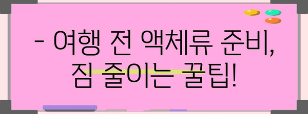 비행기 기내 반입 액체 준비법 | 허용되는 액체와 준비 팁