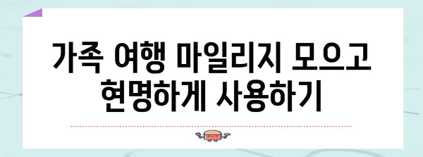 대한민항 가족 마일리지 사용법으로 경제적 여행하기