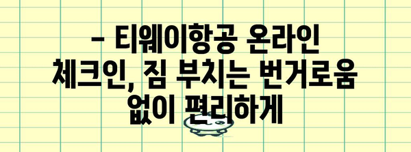 티웨이항공 온라인 체크인 가이드 | 시간 절약과 편의성 향상