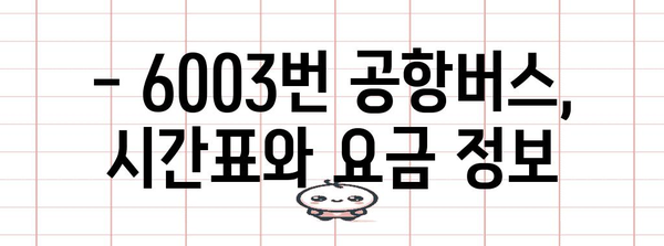 6003번 공항버스 | 편리한 교통 수단 소개