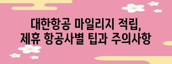 * 대한항공 제휴항공사 마일리지 적립 가능 항공사 목록