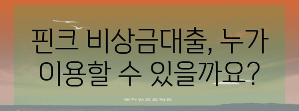 핀크 비상금대출 생활비 대출 상세 가이드 | 자격, 한도, 신청 방법