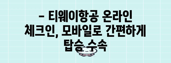 티웨이항공 온라인 체크인 가이드 | 시간 절약과 편의성 향상